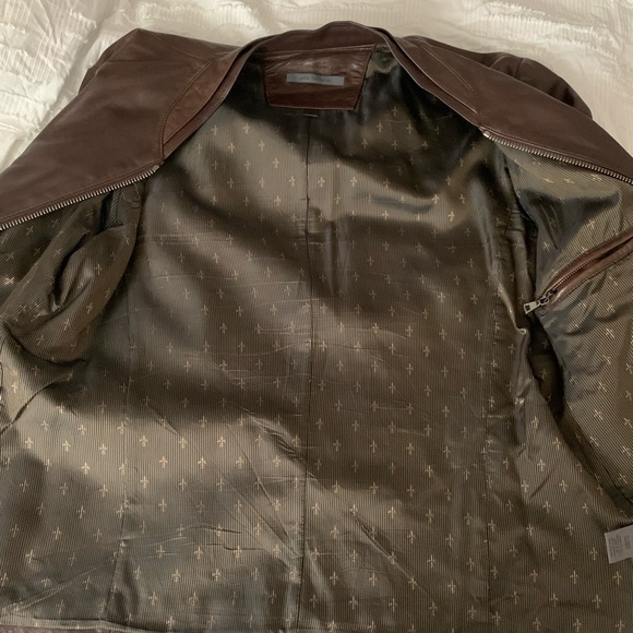 John Varvatos Designer Brown Leather Jacket NWOT - Picture 11 of 11